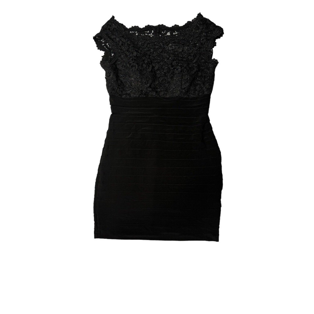 Little Black Dress Size Small G1K Body Con Sexy Lace Top Built In Bra Pads
